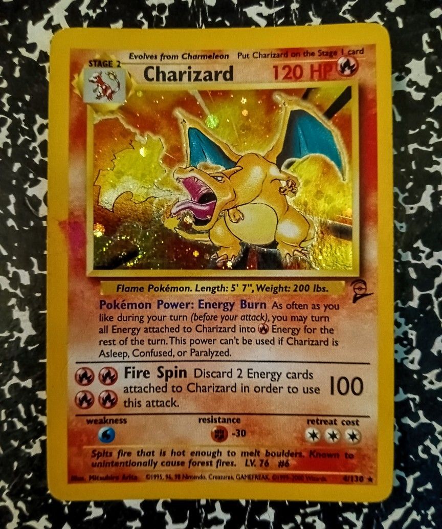 1995 Charizard Pokemon Card 4/130 2nd Edition Holographic Rare