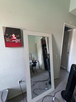 Large Floor Mirror White Textured Frame