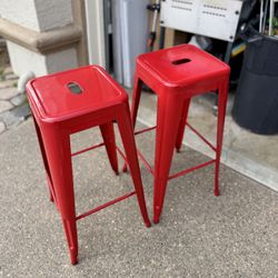(2) Red Bar Stools 