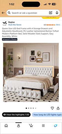 Queen size LED bed frame