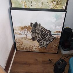 2 Pieces Of Wall Canvas Art Of Zebra In Wild 