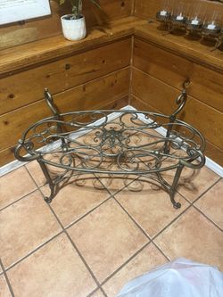 Ethan Allen Oval Glass & Steel Coffee Table NO GLASS !!! 