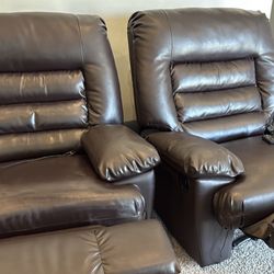 FOR SALE: 2 Serta Big & Tall Memory Foam Massage Recliners – Brown – Excellent Condition!
