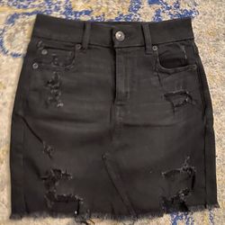 American Eagle Black Jean Mini Skirt Size 0