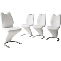 Mermaid Dining Chairs Set of 4, Modern Kitchen Dining Room Chairs Armless Upholstered Side Chairs in PU Leather Cushion Seat and Sturdy Metal Legs (4-