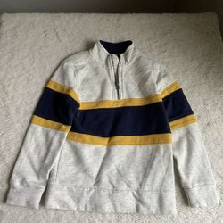 Old Navy Boys S 6/7 1/4 zip Pullover Sweatshirt Navy Stripe Rugby Preppy Soft!