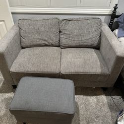 Grey Couch and Ottoman