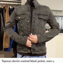 Topman denim cheap jacket black