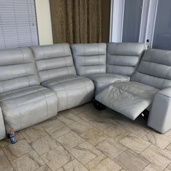 Grey Leather Couch For Sale 