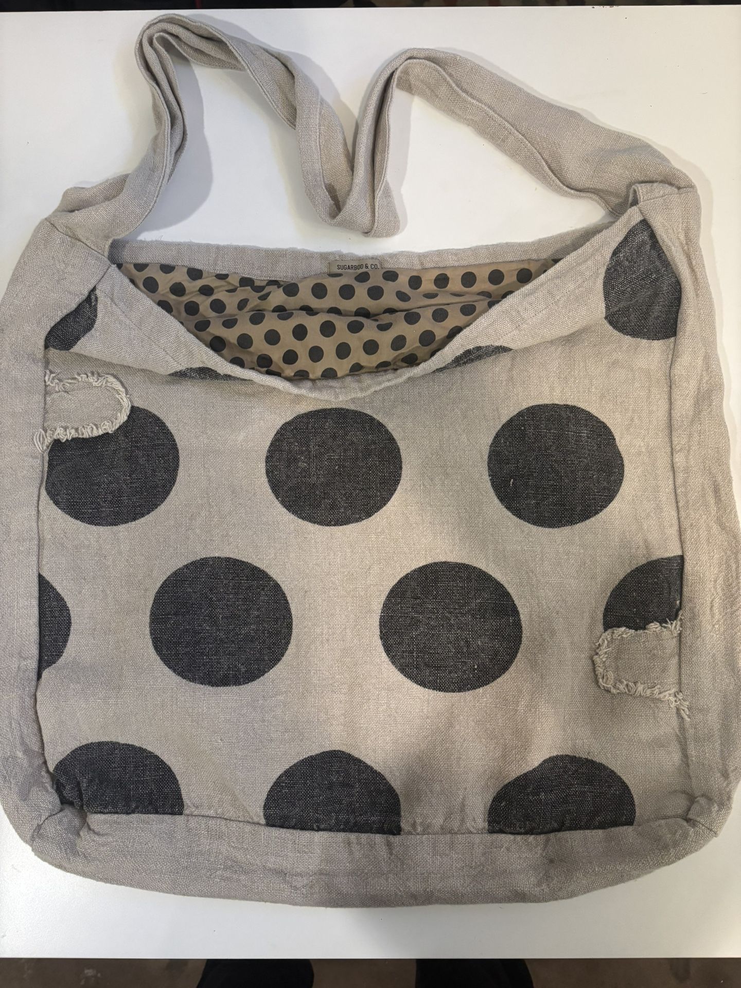 Sugarboo and Company Polka Dot Messenger Bag with inside pocket, fully lined