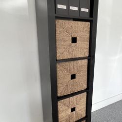 tall bookcase / cubbies with storage baskets