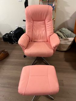 Pink Reclining Chair + Ottoman