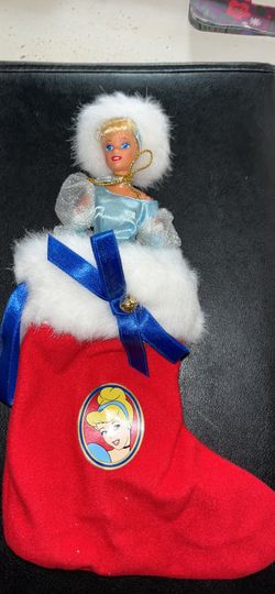 Cinderella barbie doll with stocking. Holiday, Christmas Barbie collectible
