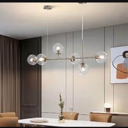 KCO Lighting 6 Light Bubble Glass Pendant Light Modern Globe Sputnik Chandelier Linear Chandelier Lighting Brushed Nickel Hanging Light Fi