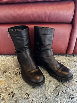 Aquatalia Leather Biker Motorcycle Boots By Marvin K 8.5