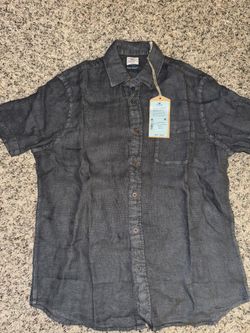 Faherty Men’s SS Palma Linen Shirt Washed Black Size Medium Brand New