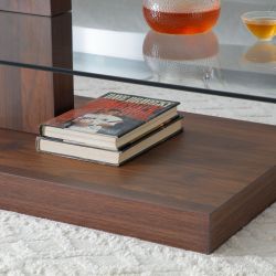 Glass Coffee Tables for Living Room Coffee Tables Modern 3 Tier Z shape Table Circle Coffee Table for Home Office(Walnut)