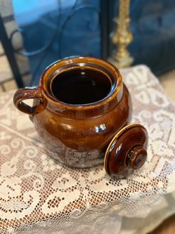 Vintage Brown Glazed Bean Pot