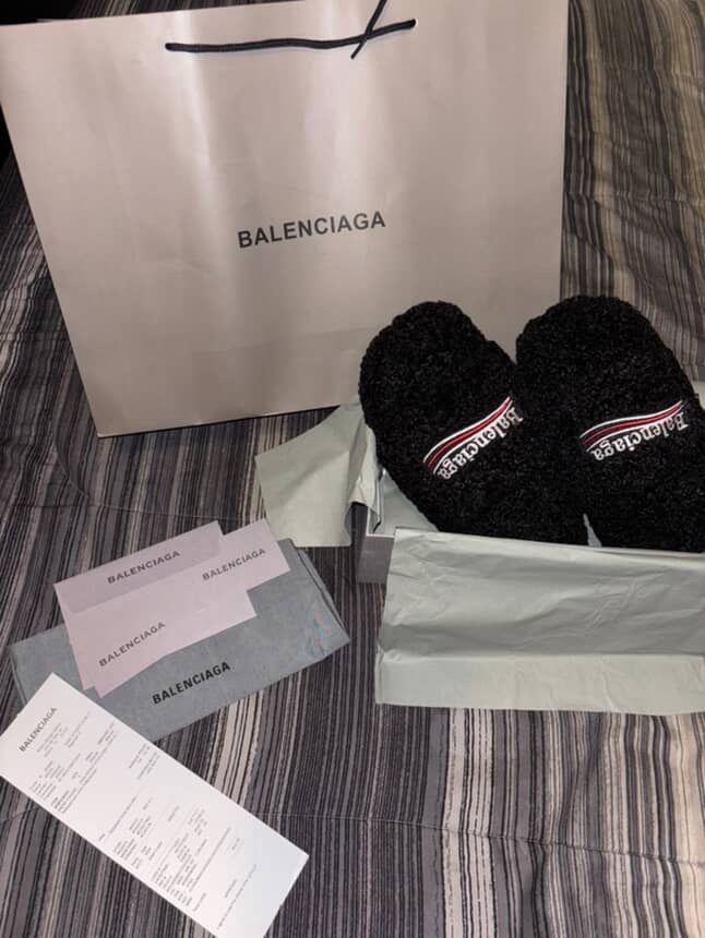 Baleciaga Fur Slides Size 9 Tote Bag Box NEED GONE