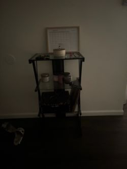 Black Metal 3-Tier Glass Shelf Unit