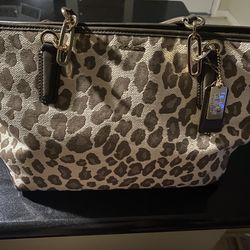 Coach Madison Ocelot Jacquard tote handbag