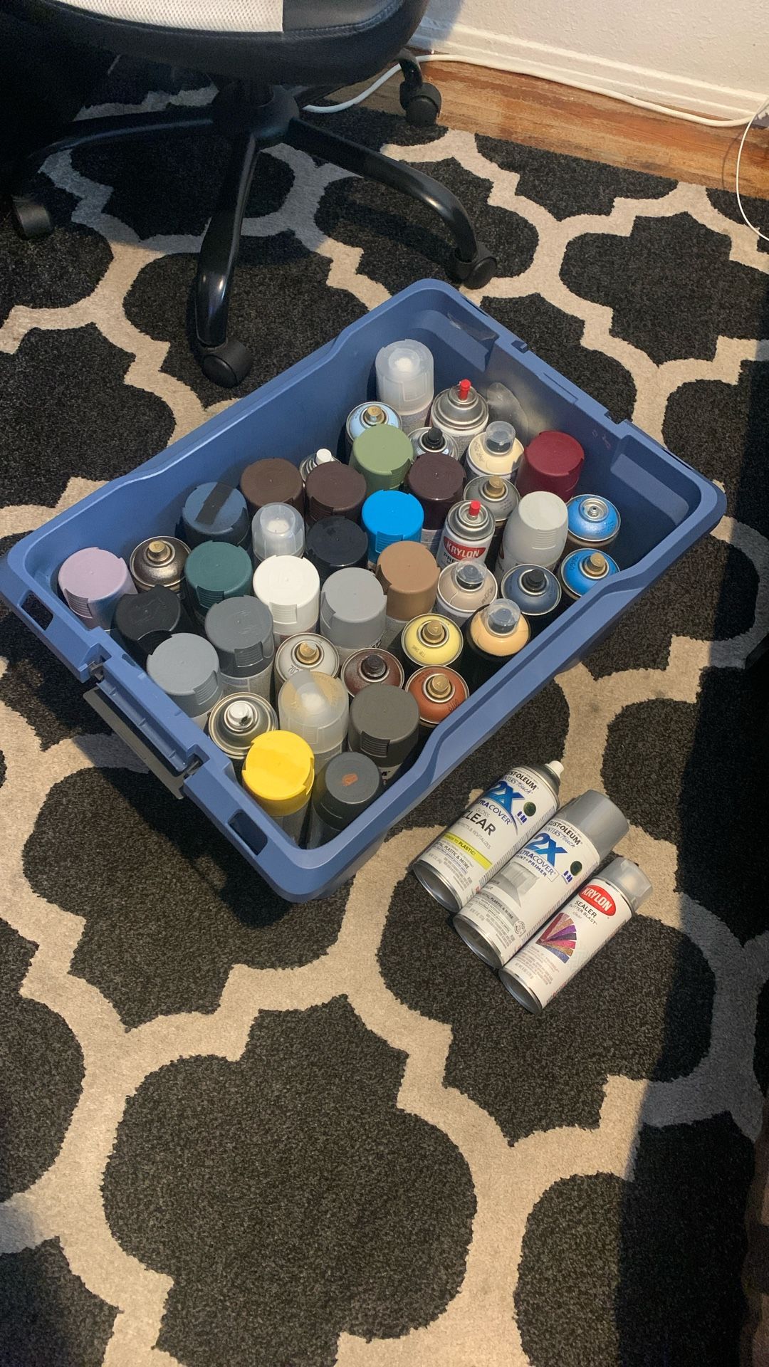 Various Spray Paints, Primers, And Sealers