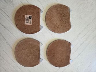 Leather & Aluminum Horseshoe Coaster Set of 4