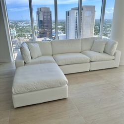 New White Sectional Cloud Couch Sofa RH Style