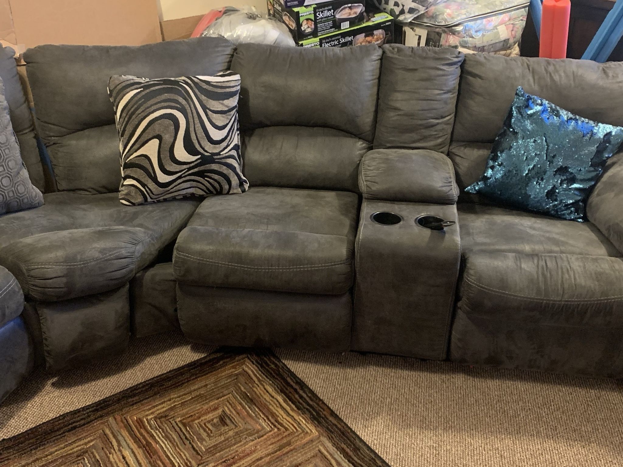5 Seater Sectional With 2 Recliners (Microfiber)