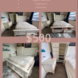 Queen Bedroom Set And Mattress Combo 