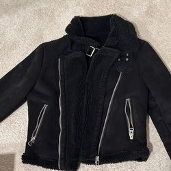 Zara Faux Suede / Shearling MOTO Jacket, Small