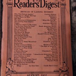 Rare August, 1932 Readers Digest paoerback book
