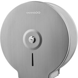 Commercial Jumbo Toilet Paper Dispenser, Wall Mount Stainless Steel 9 Inch Roll Toilet Paper Holder Bath Tissue Dispenser Lock Key (Brushed)