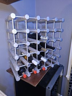 25 Bottle Wooden Modular Wine Rack-Metalic Silver