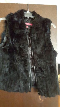 Black faux fur vest