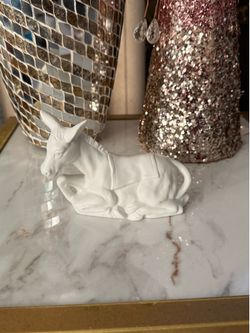 Homco Vintage White Porcelain Donkey Nativity Figurine