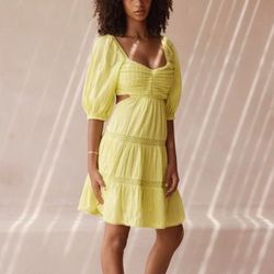 La Maison Talulah 100% Cotton Summer Dress in Lemon Yellow 