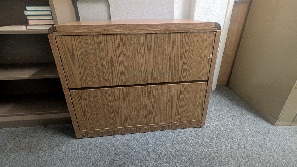Solid Oak Horizontal Filing Cabinet