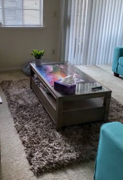 Coffee Table with Glass Top & Storage Drawer