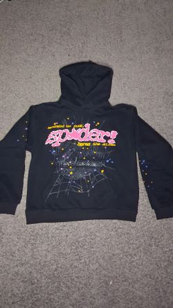 Sp5der P*NK Spider Web Hoodie Black Size Large Authentic Streetwear