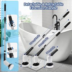 Electric Spin Scrubber Handheld Cordless Electric Cleaning Brush 2 Speeds  Adjustable with Extension Rod for Bathtub Toilet Wall