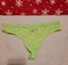 Neon Green Lace See Through Thong New