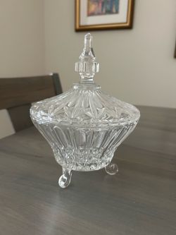 Vintage Toscany Lead Crystal Footed Candy Dish with Lid