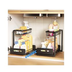 Multi-purpose Cabinet Organizers for Kitchen Bathroom.(Black)