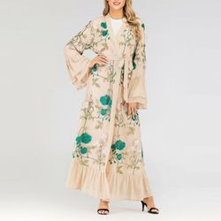 Fashion clothing for women open abaya with belt.