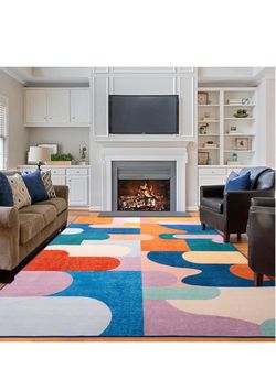 Living Room Rug 6x9 Candy Area Rug Machine Washable Carpet Non Slip Indoor Large Rugs for Bedroom, Classroom, College Dorm, Farmhouse, Dining Room, Ki