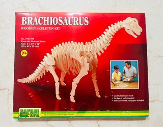 Vintage 1980s Brachiosaurus Wooden Skeleton Kit, New Old Stock, Unassembled