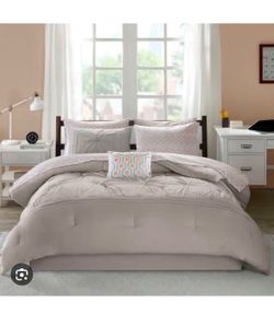 complete Twin Comforter SET GREY 7 pieces.
