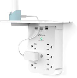 TESSAN Wall Outlet Extender with Shelf and Dimmable Night Light
