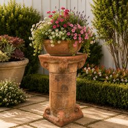 Vintage Architectural Garden Pedestal Plant Stand – Aged Terracotta StoVintage Terracotta Clay Pilar Plant Stand Sculpture Stand Garden Decor Display 